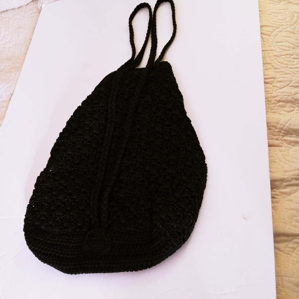 Giannini Black Mini Crocheted Drawstrings Shoulde… - image 8